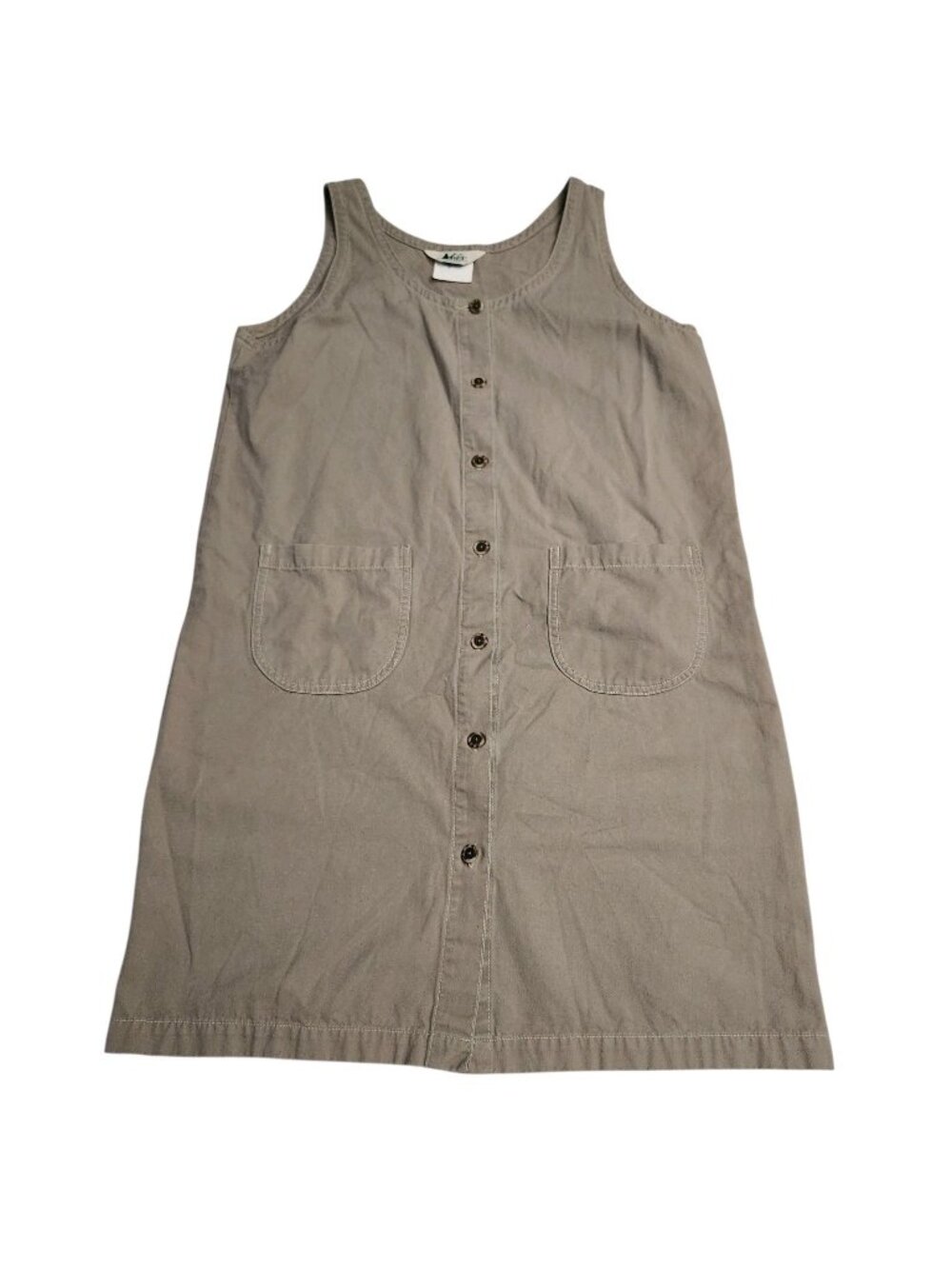 Vintage 90s REI Khaki Button Down Grunge Era Jumper Dress Size M